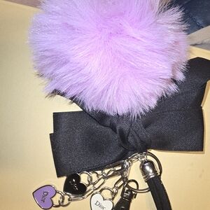 Dior Lavender Pom Pom Keychain